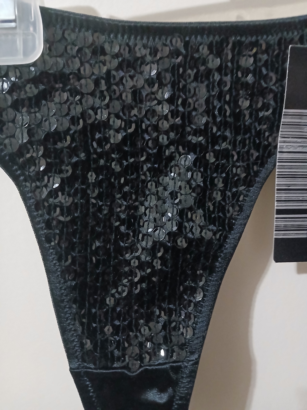 Black Sequin Thong Panty woman Size medium